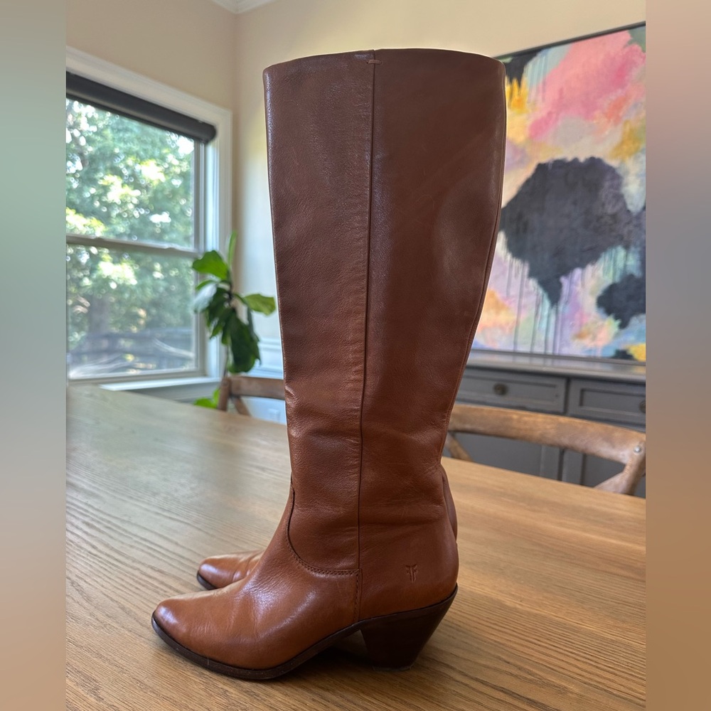 Frye Lila cognac Leather Knee-High Boots size 8.5 - Picture 6 of 7